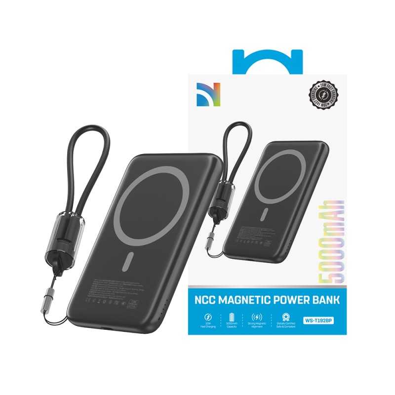 NCC Power Bank 5000mAh Caricabatterie Magnetico MAGSAFE Fast 20W | Nero WS-T192BP
